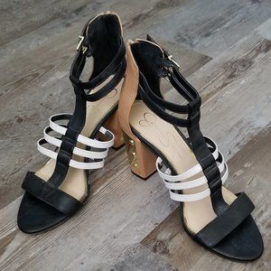 Jessica Simpson | Strappy Black & White block heel